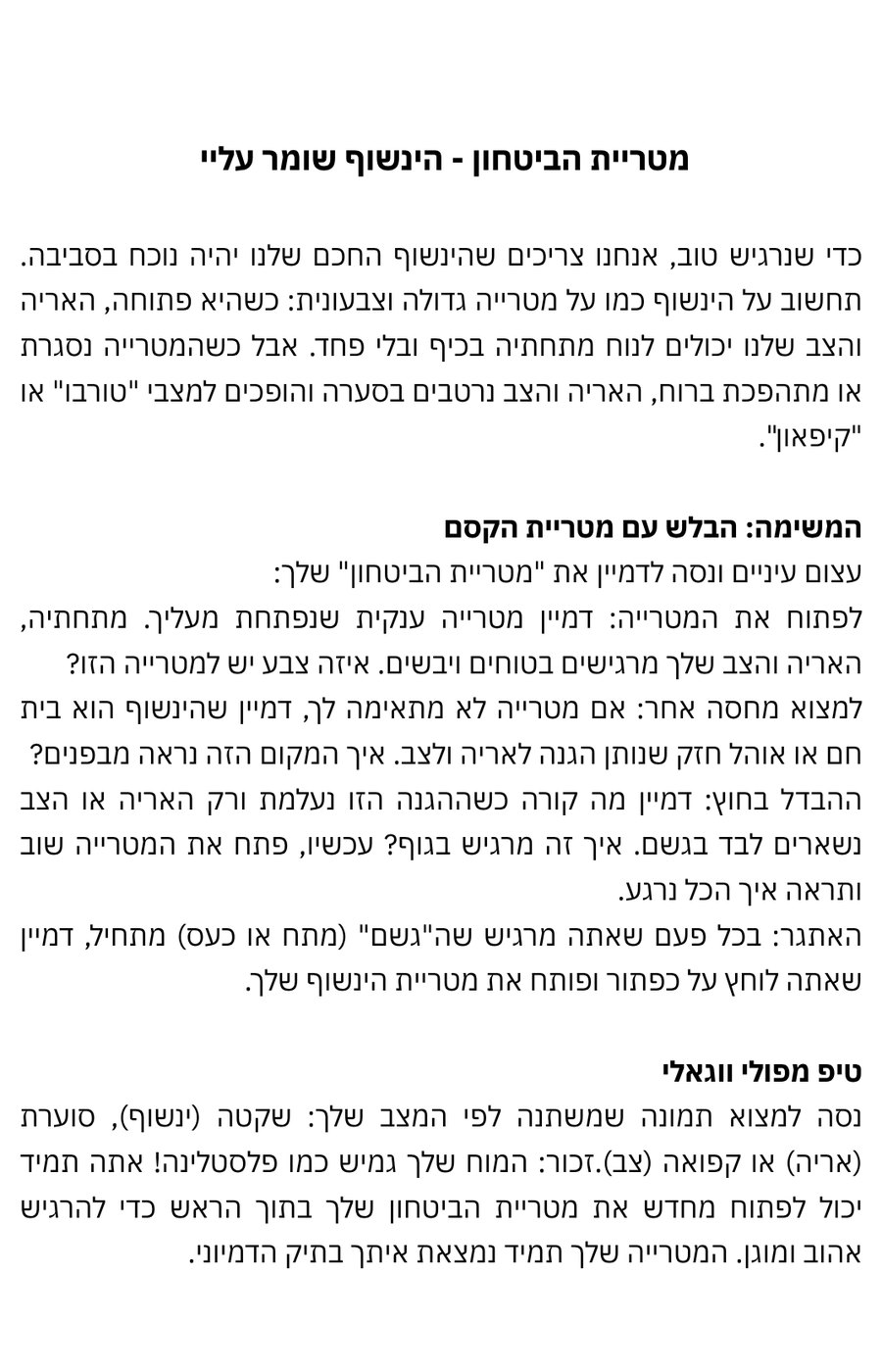 חיבור לרעיון ולביטחון - כרטיסיה 2